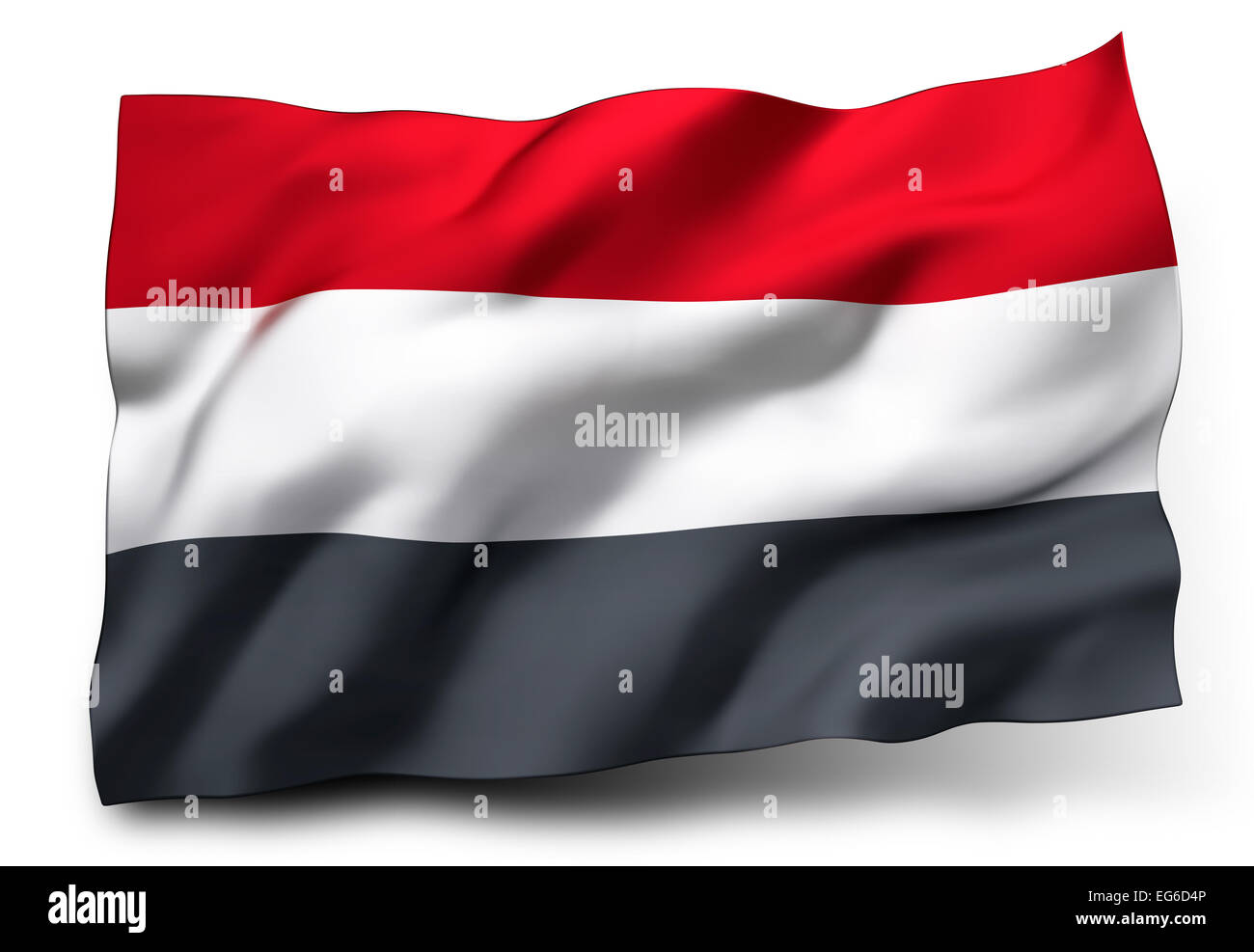 Ondeando La Bandera Del Yemen Aislado Sobre Fondo Blanco Fotografía De Stock Alamy 