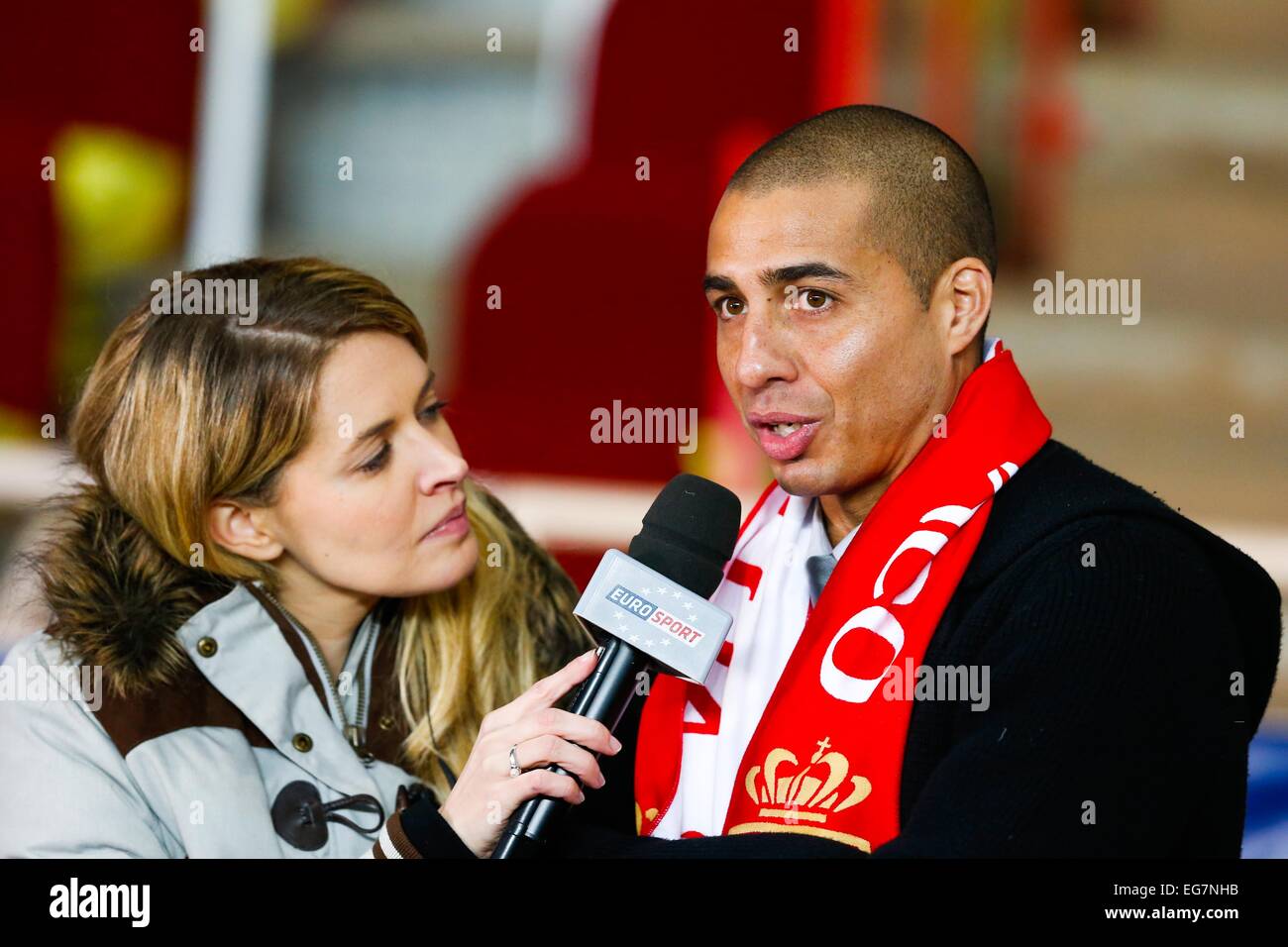 David Trezeguet/Carine Galli - 11.02.2015 - Mónaco/Rennes - 1/8Finale Coupe de France-.Foto: Sebastien Nogier/Icon Sport Foto de stock