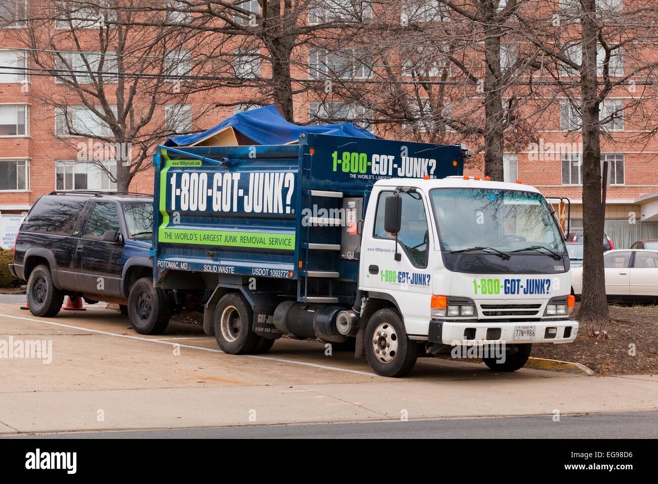 Recogedor de basura camión de servicio - EE.UU. Foto de stock