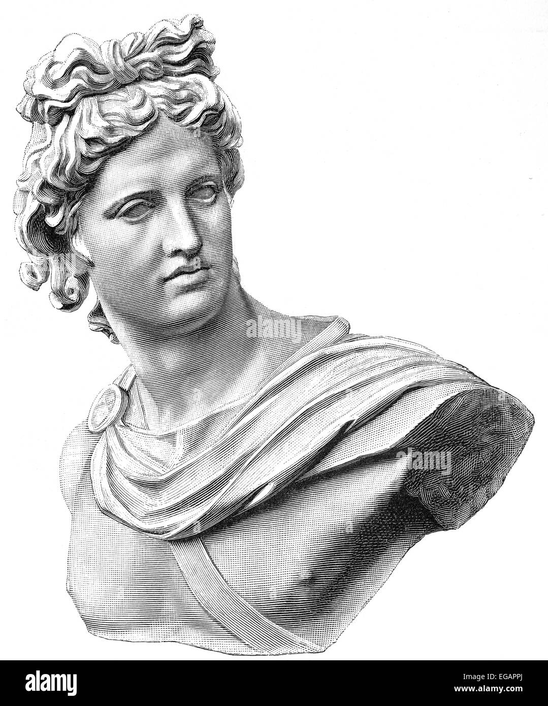El Apolo del Belvedere o Pythian Apolo, escultura de mármol de la antigüedad clásica, Foto de stock