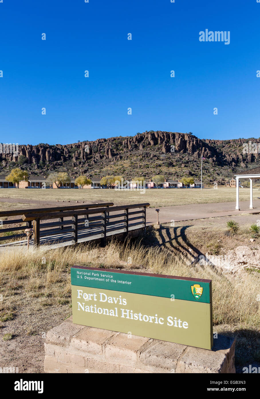 Sitio Histórico Nacional de Fort Davis, de Fort Davis, Texas, EE.UU. Foto de stock