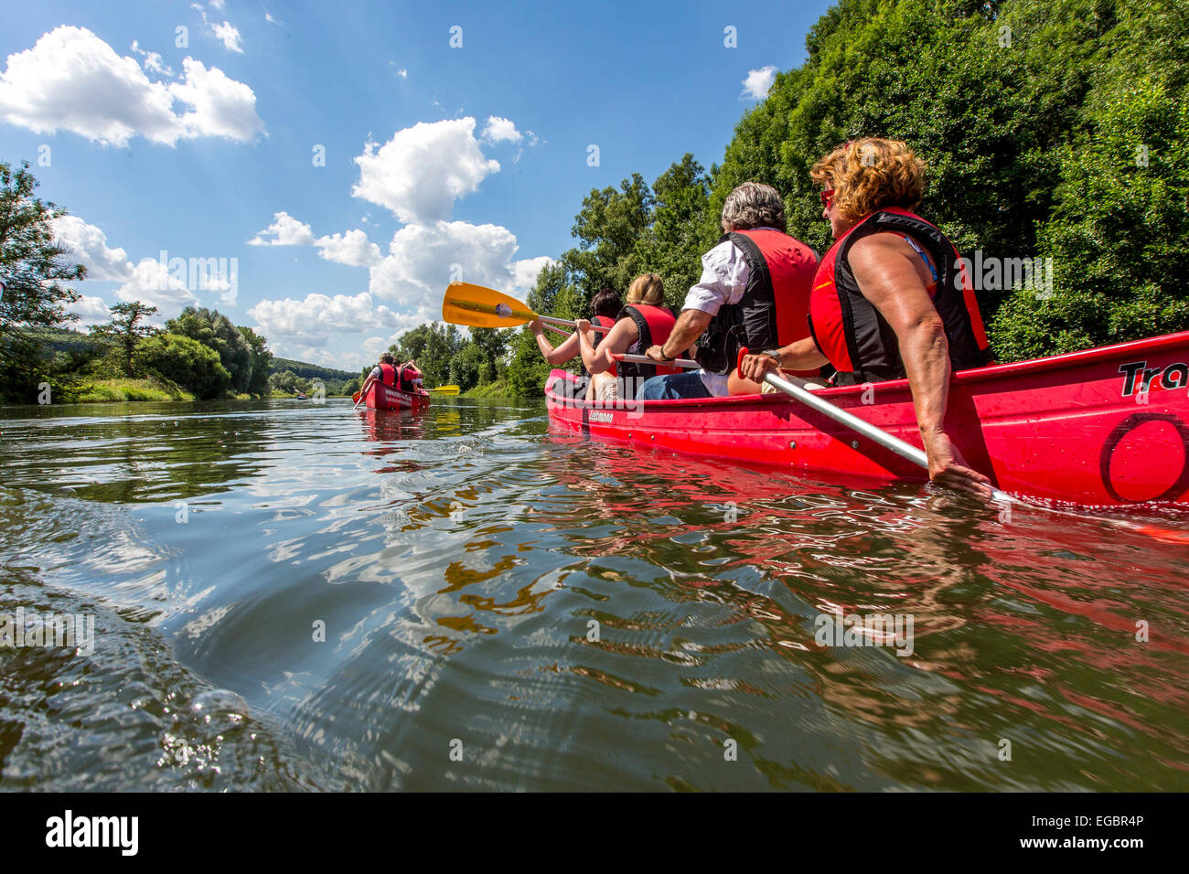 Viaje en canoa por el río Ruhr, atracción turística, Foto de stock