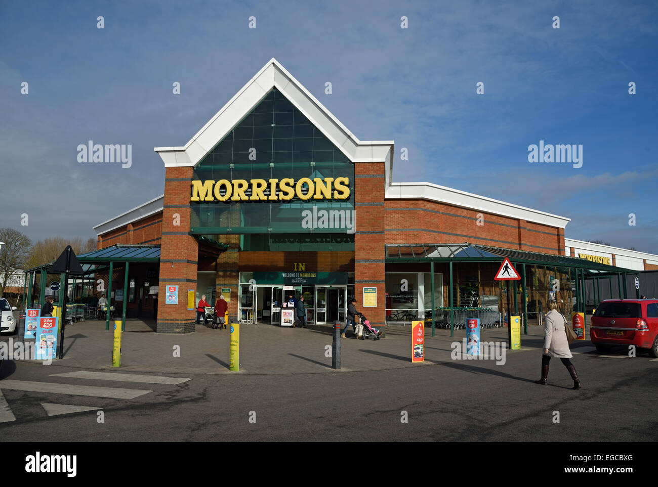 Supermercado Morrison en diez Perch Road, Canterbury, Kent, UK. Foto de stock