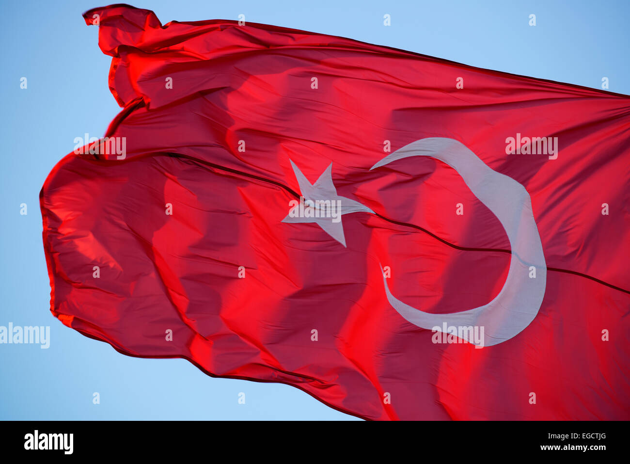 Bandera turca, Estambul, Turquía Foto de stock