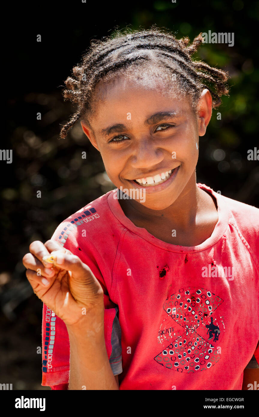 Feliz joven chica de isleños del Pacífico Sur Foto de stock