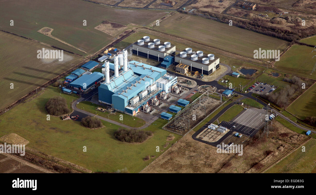 Vista aérea del gas propiedad Centrica Power Station en North Killingholme en Lincolnshire, Reino Unido Foto de stock