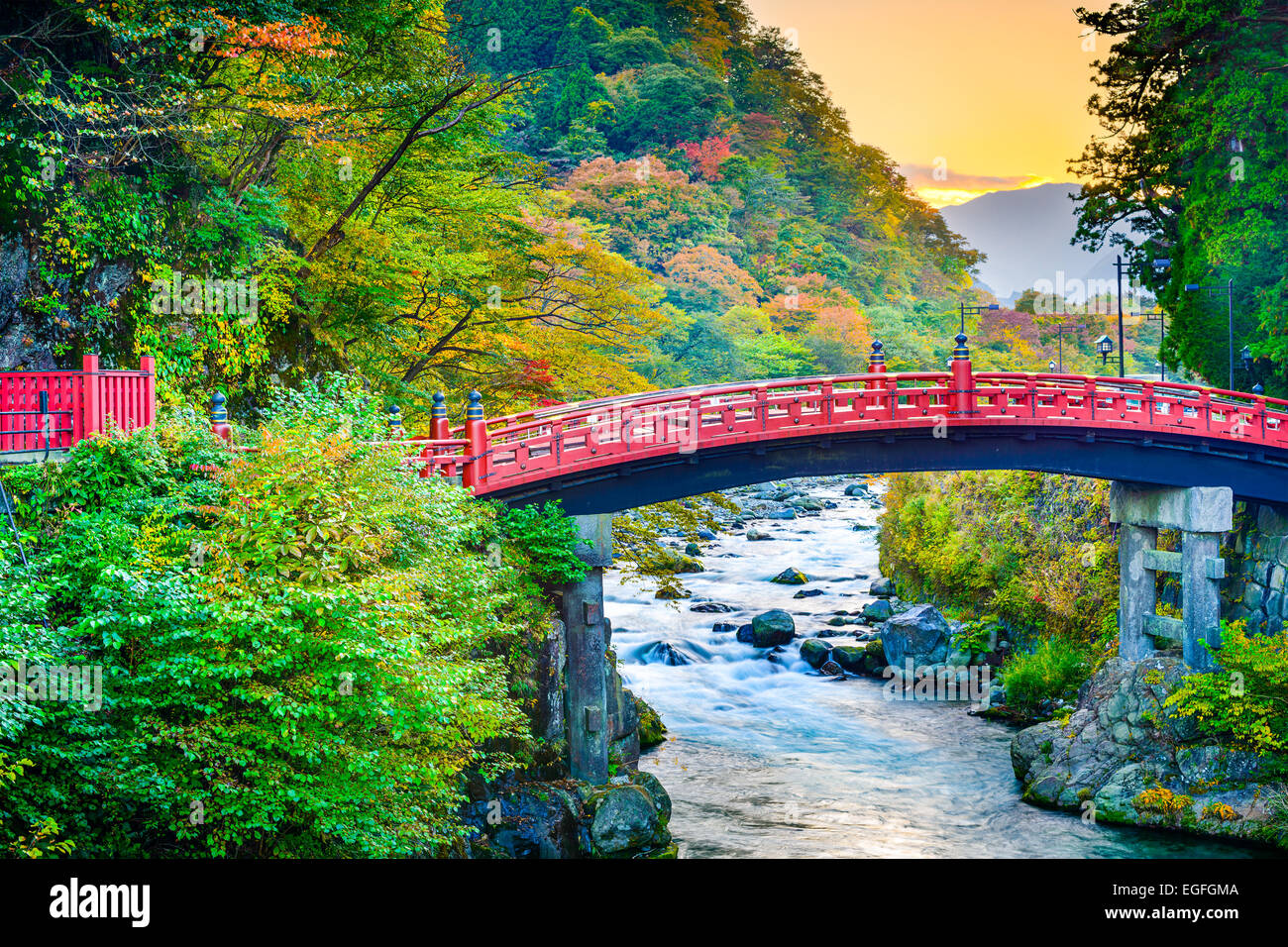 Nikko, Japón en Shinkyo Bridge. Foto de stock