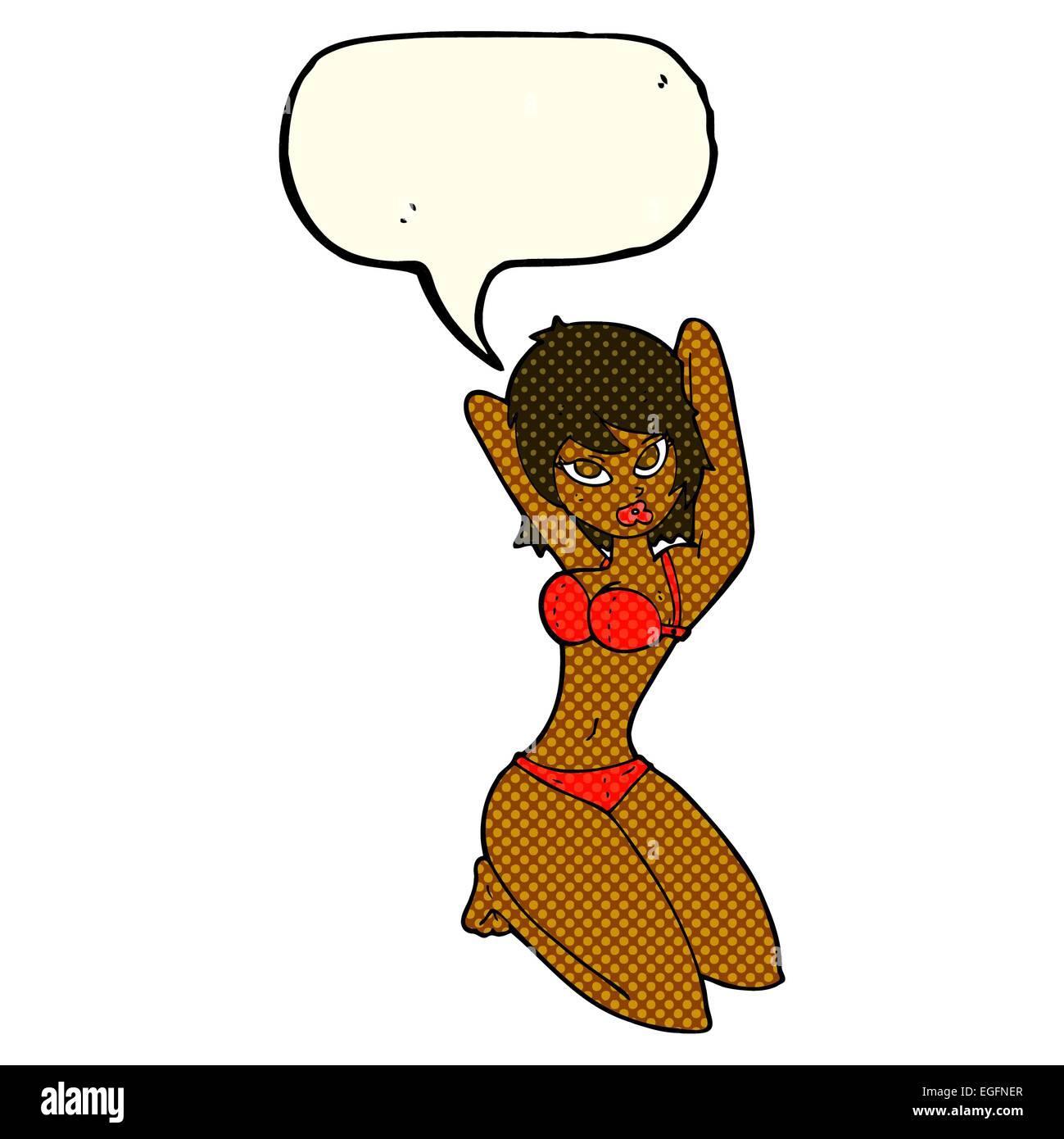 Cartoon mujer sexy posando con burbujas de voz Imagen Vector de stock -  Alamy