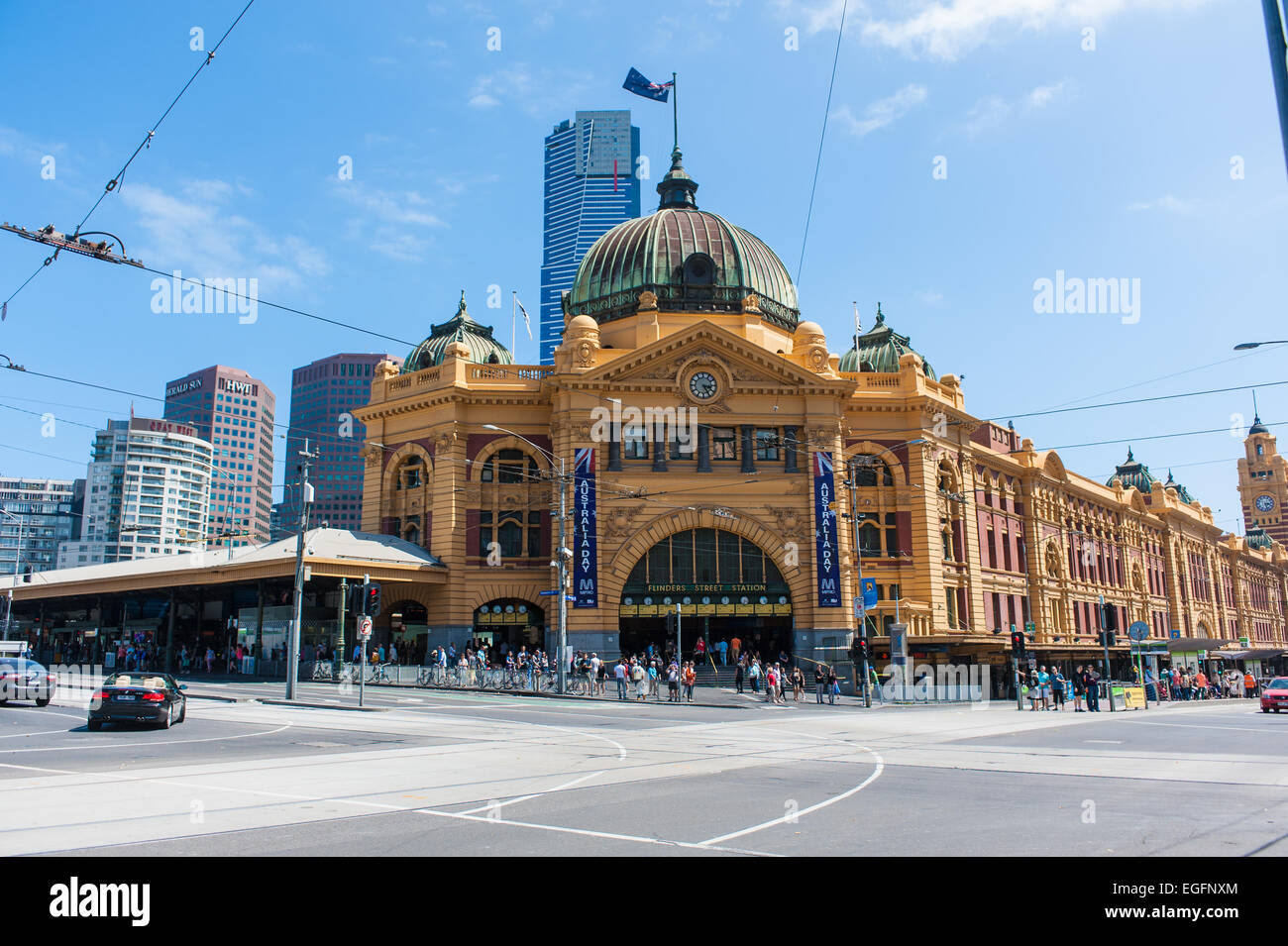 La estación de Flinders Street, Melbourne, Australia Foto de stock