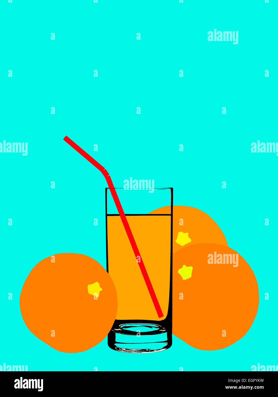 En un vaso de jugo de naranja Foto de stock