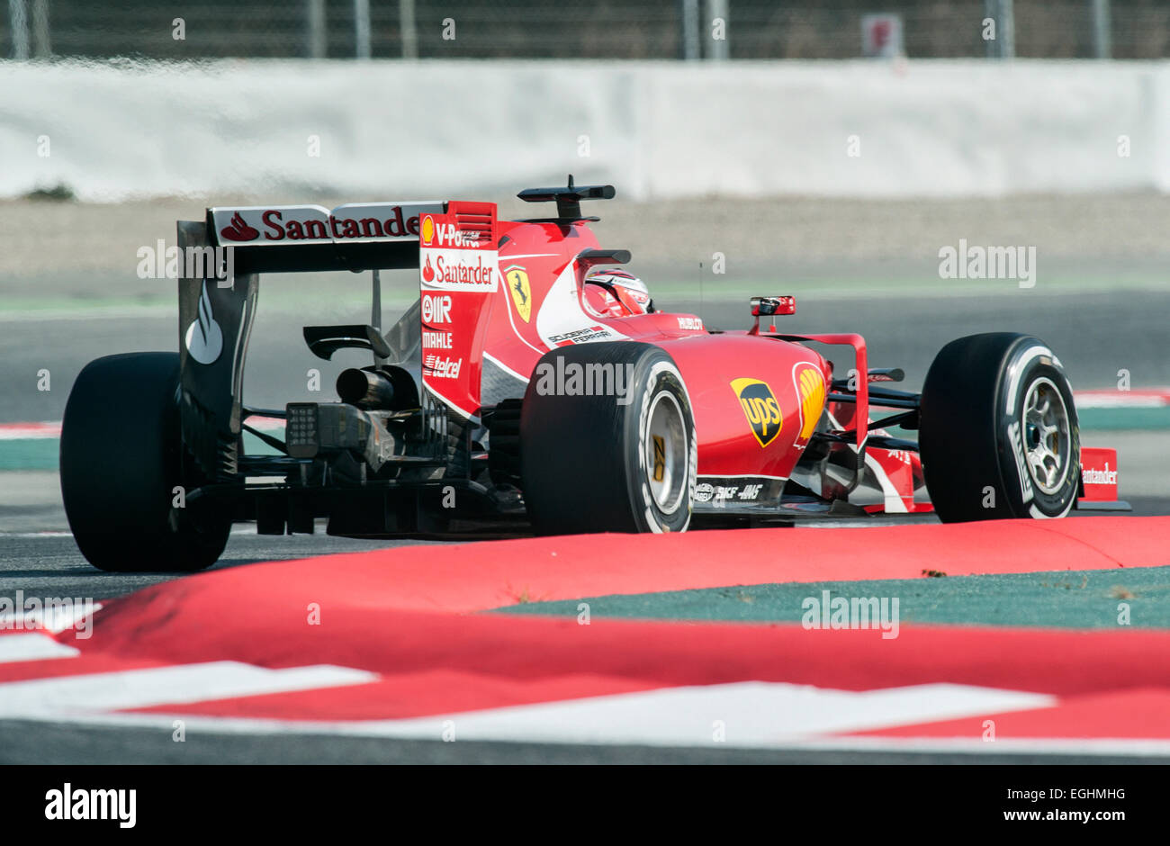 Kimi Raeikkoenen (FIN), la Scuderia Ferrari SF15-T, sesiones de pruebas de Fórmula 1, el circuito de Catalunya. Foto de stock