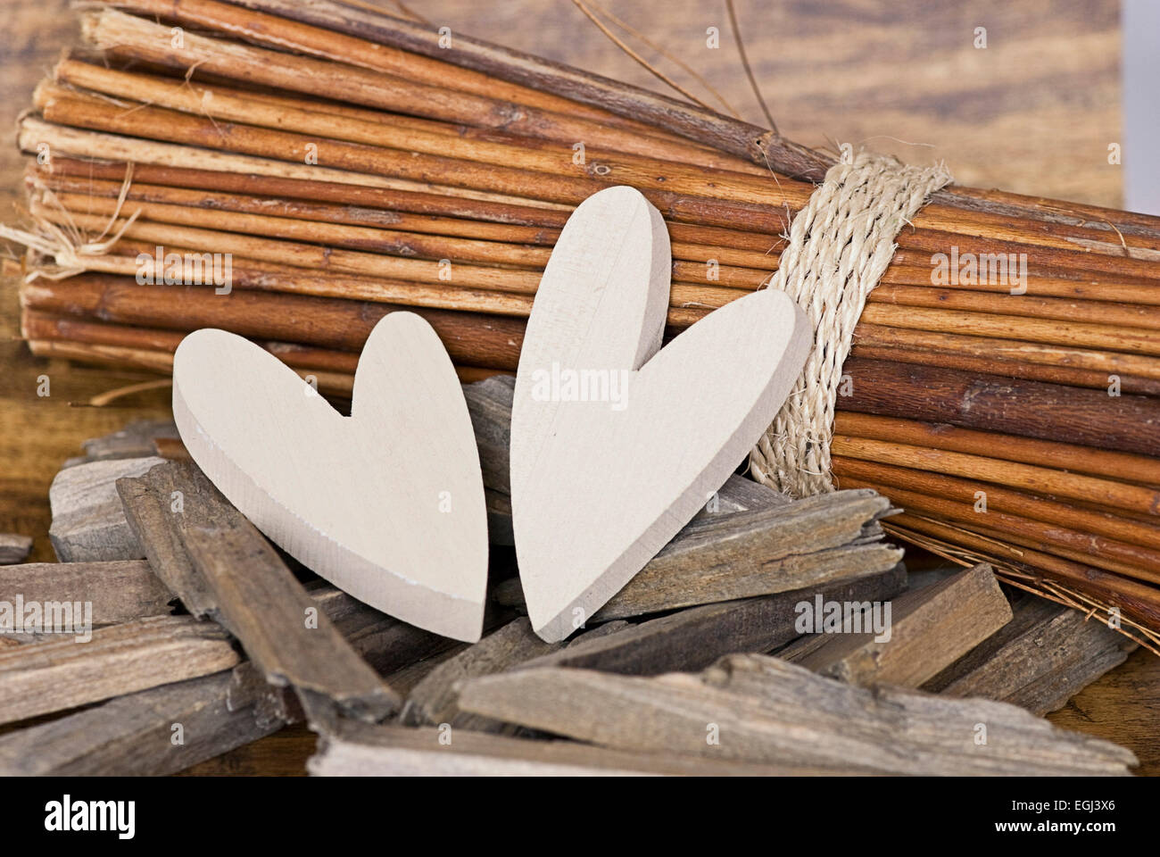 Corazones, madera, Deko, Stilllife, Foto de stock