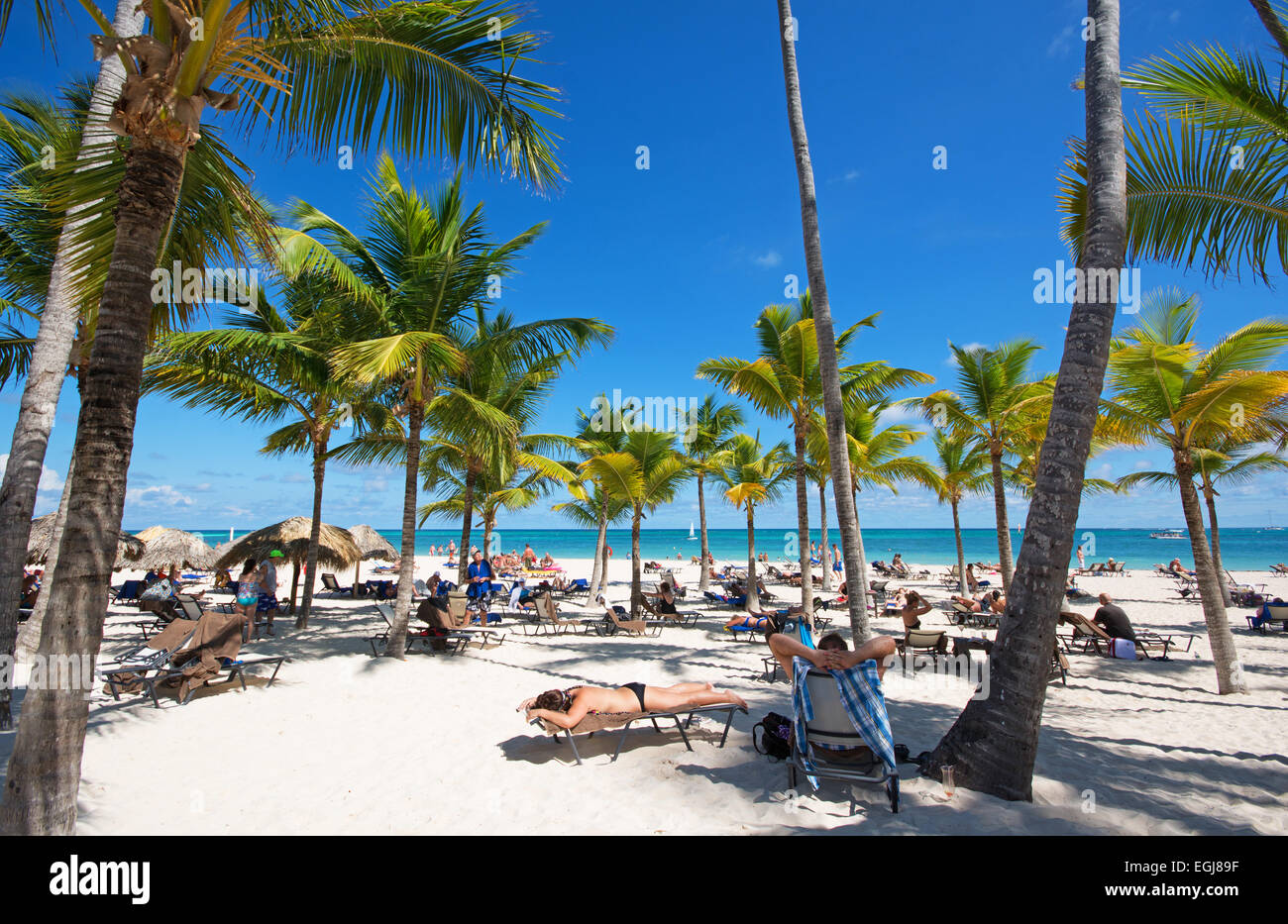 República Dominicana. La playa Punta Cana. En el año 2015. Foto de stock