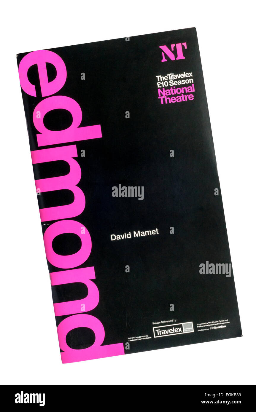 Programa para la producción de 2003 de Edmond de David Mamet en el Olivier Theatre. Foto de stock