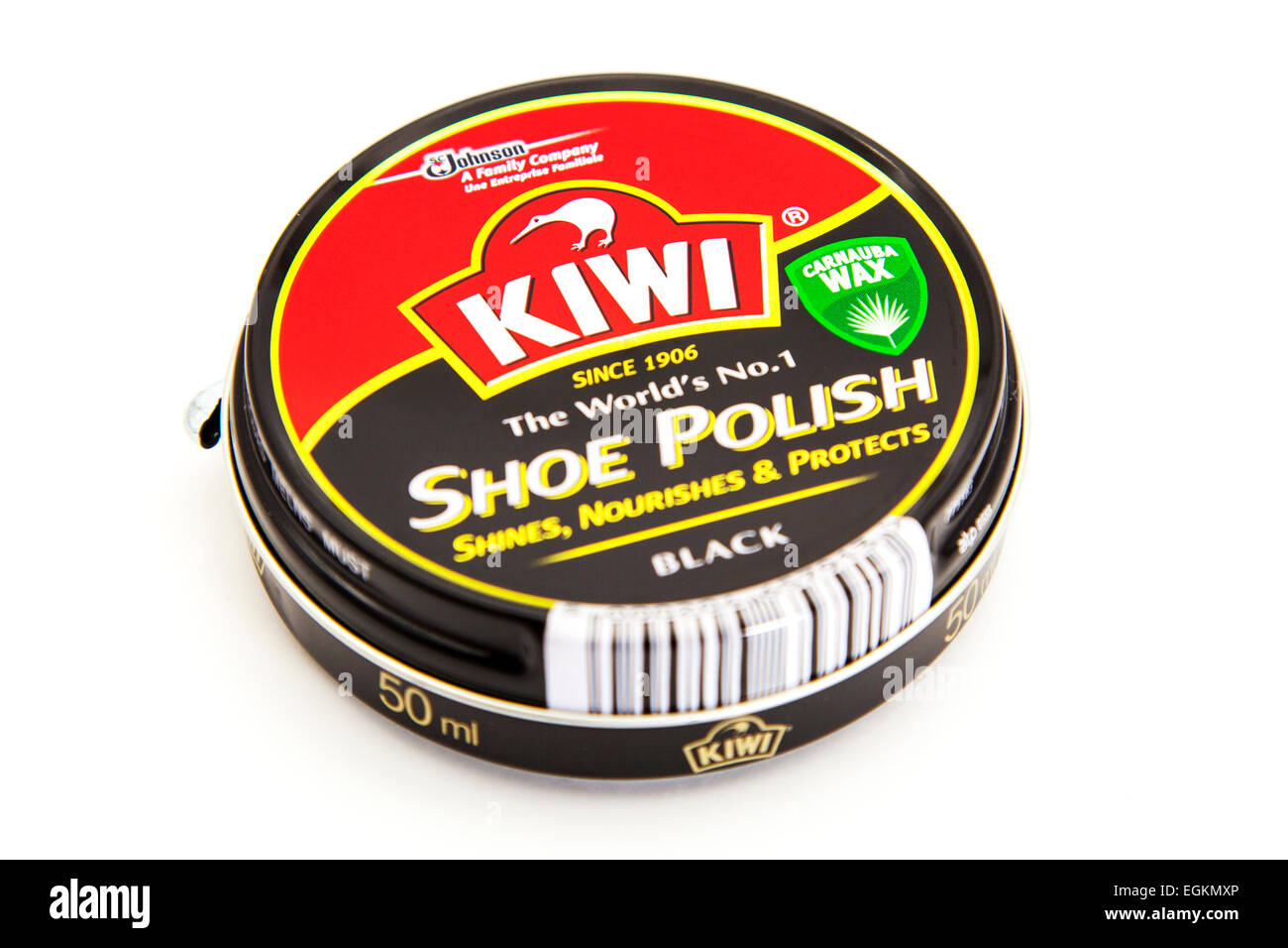 Kiwi betún negro logotipo de producto de estaño 50ml contenedor recorte  recorte de fondo blanco copia espacio aislado Fotografía de stock - Alamy
