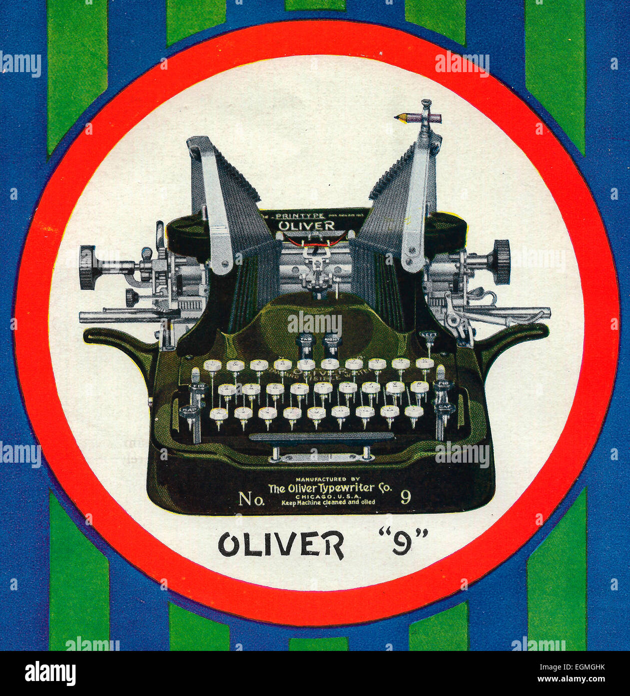Oliver 9 máquina de escribir manual, circa 1916 Foto de stock