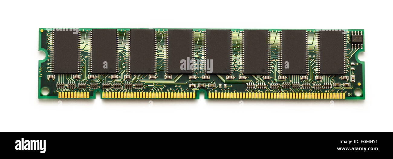 Equipo del chip de la tarjeta de memoria sobre fondo blanco. Foto de stock