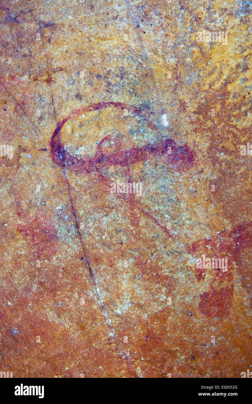Vivienda Cassataro y pinturas rupestres en Sicilia Foto de stock