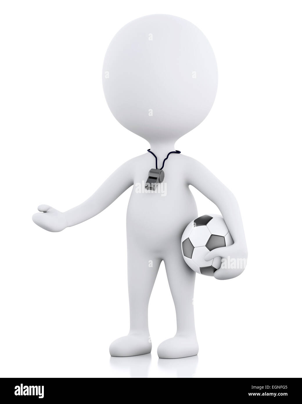 Renderer 3d imagen. La gente blanca entrenador de fútbol con una pelota de  fútbol. Fondo blanco aislado Fotografía de stock - Alamy