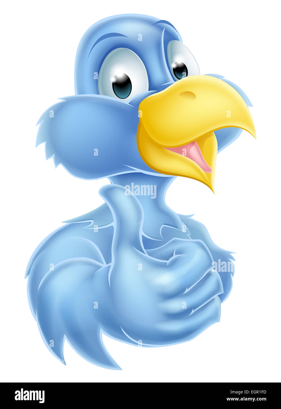 Bluebird pájaro azul cartoon mascota dando un carácter Thumbs up Foto de stock
