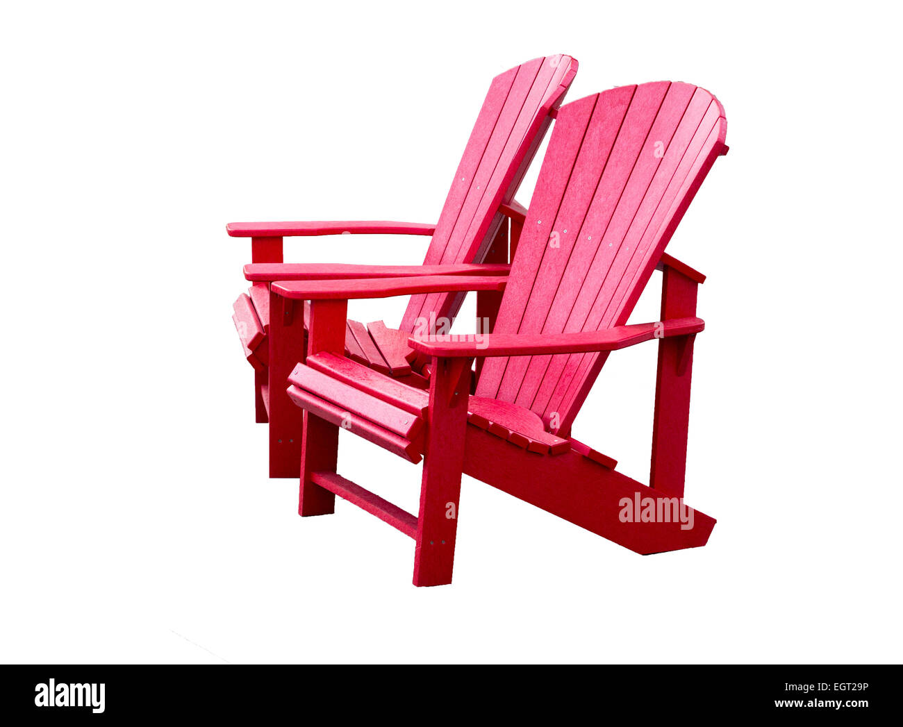 Recorte de 2 rojos o sillas Adironadack Muskoka Foto de stock