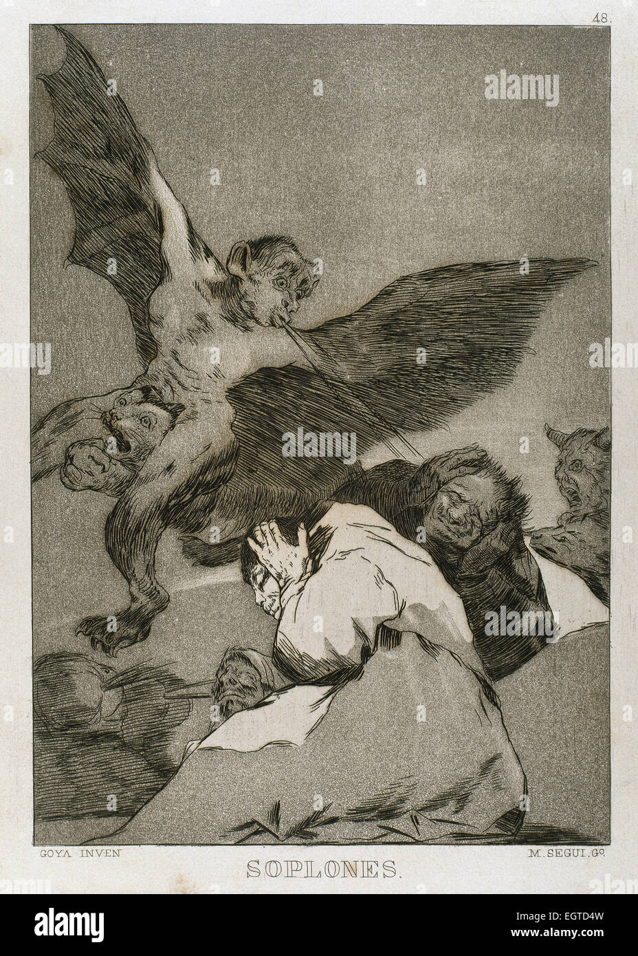 Francisco de Goya (1746-1828). Caprichos. La placa 48. Grandes ráfagas. El Museo del Prado. Madrid. Foto de stock