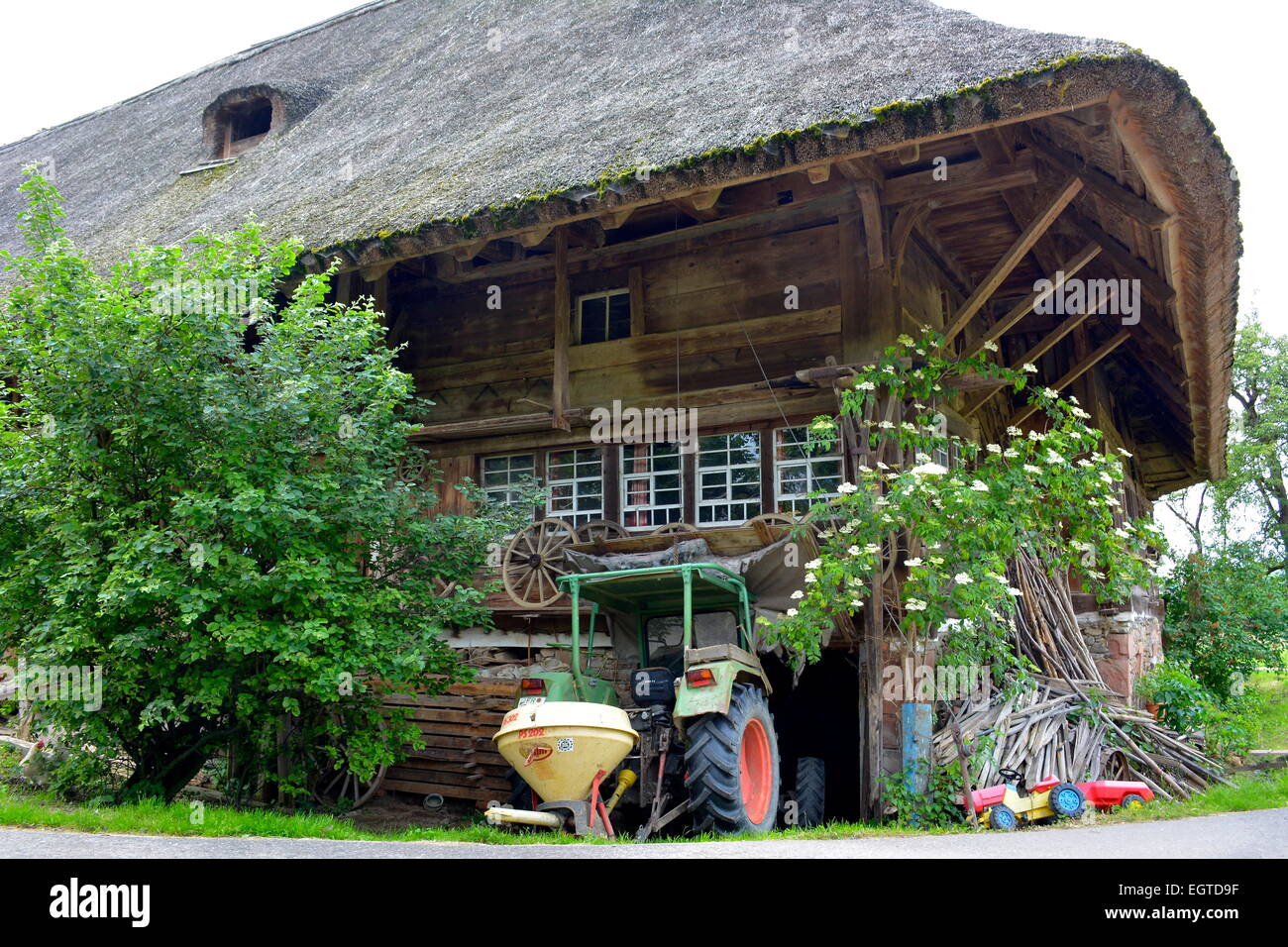 Baden-Wurttemberg, Selva Negra Glottertal, Flammhof, techo de paja, la antigua selva Negra, Schwarzwald, Baden-Württemberg, Hochsch Foto de stock