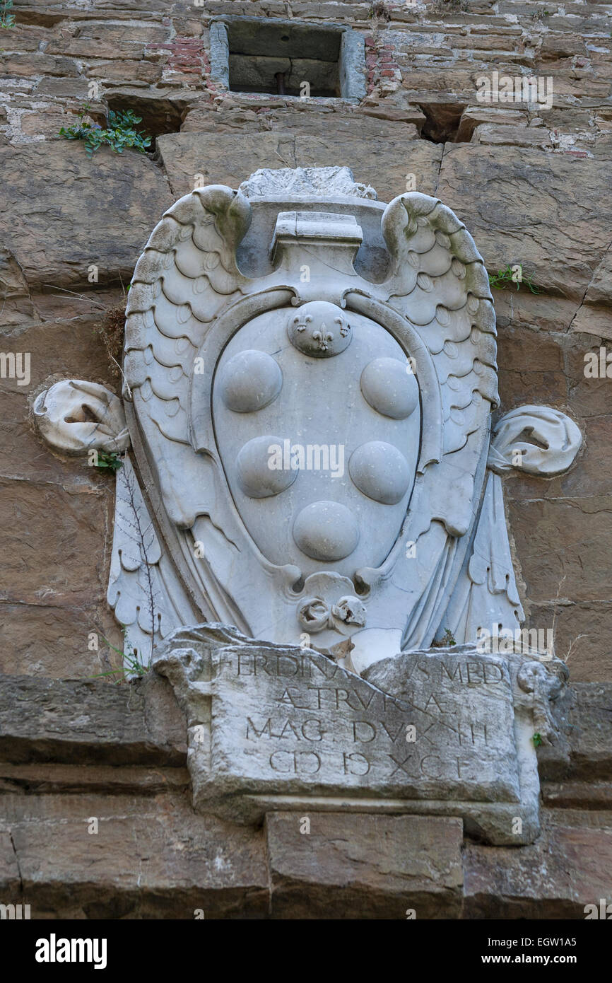 La familia Medici escudo en piedra en Florencia, Italia Fotografía de