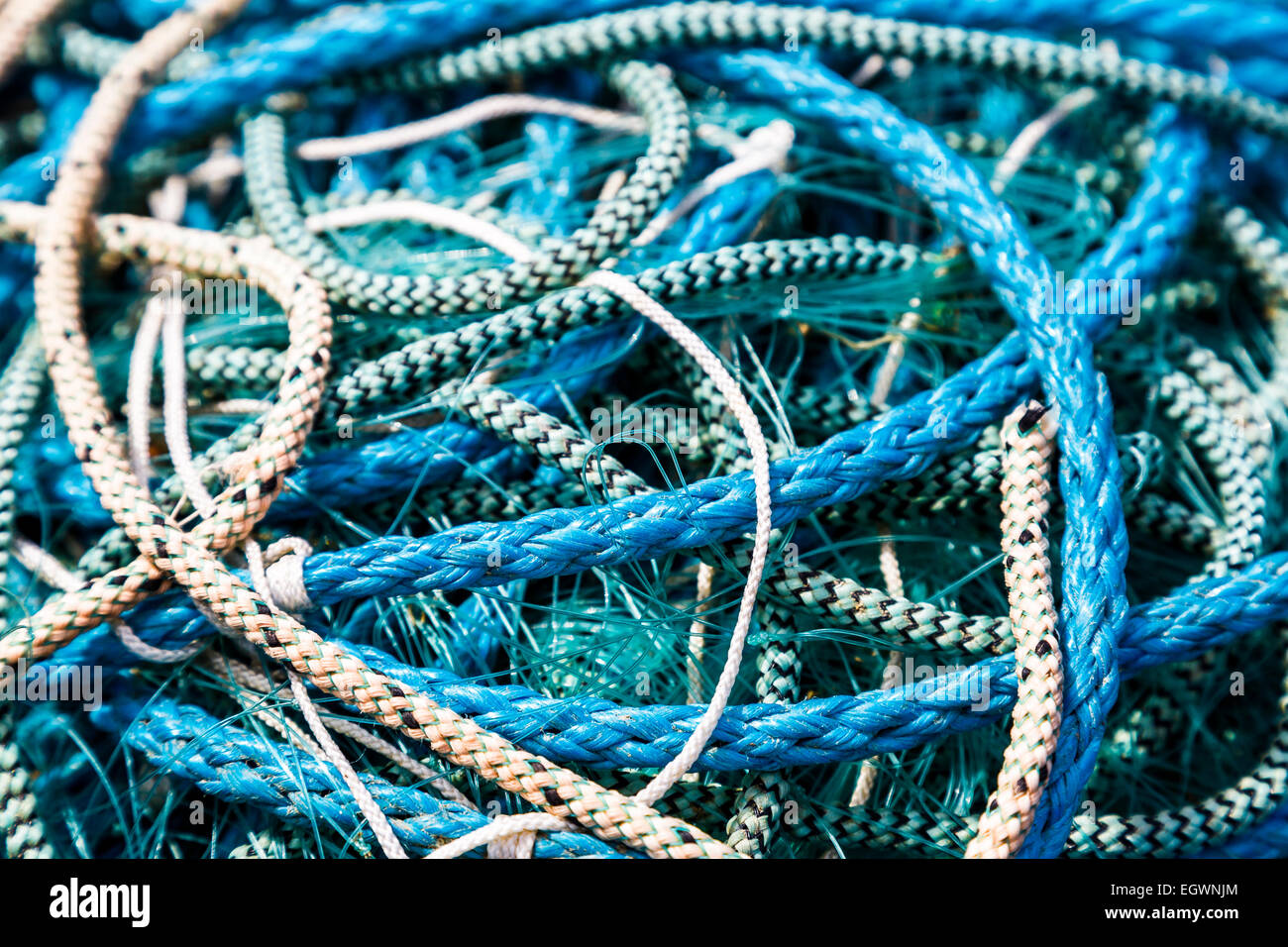 Redes de Pesca en Cornwall, Inglaterra, Reino Unido. Foto de stock