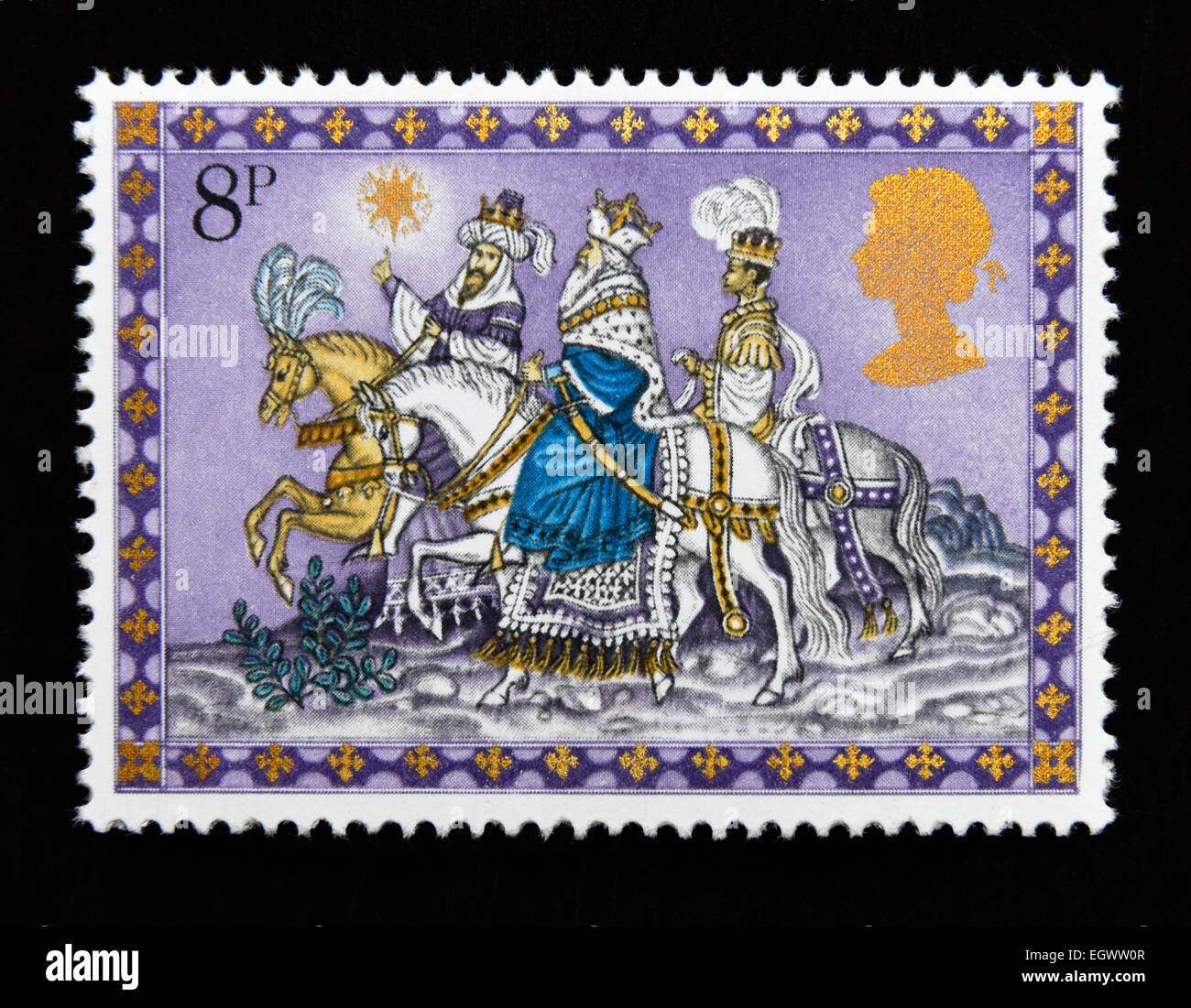 Sello de correos. Gran Bretaña. La reina Isabel II. 1979. Navidad. Los tres  Reyes Magos. 8p Fotografía de stock - Alamy