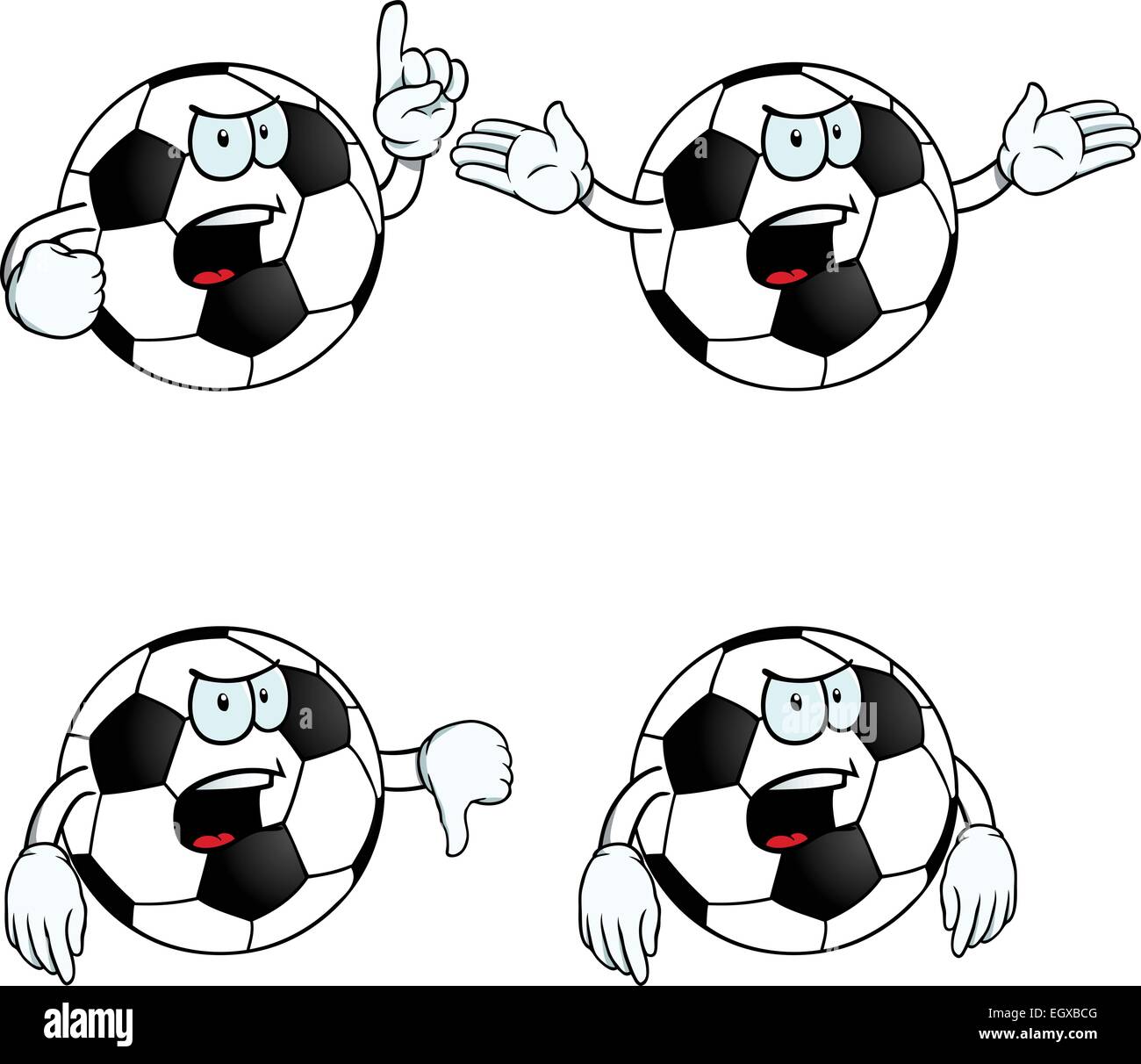 Colección de dibujos animados enojado con diversos gestos de balones de  fútbol Imagen Vector de stock - Alamy