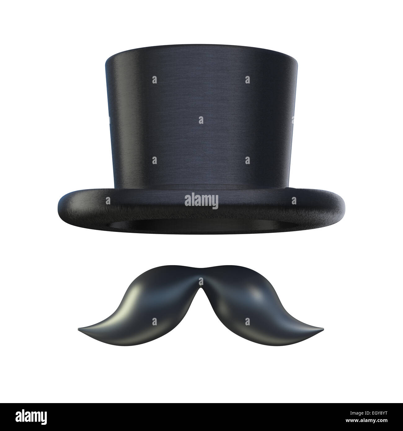 Bigotes y retro stovepipe top hat elementos aislados sobre blanco Foto de stock