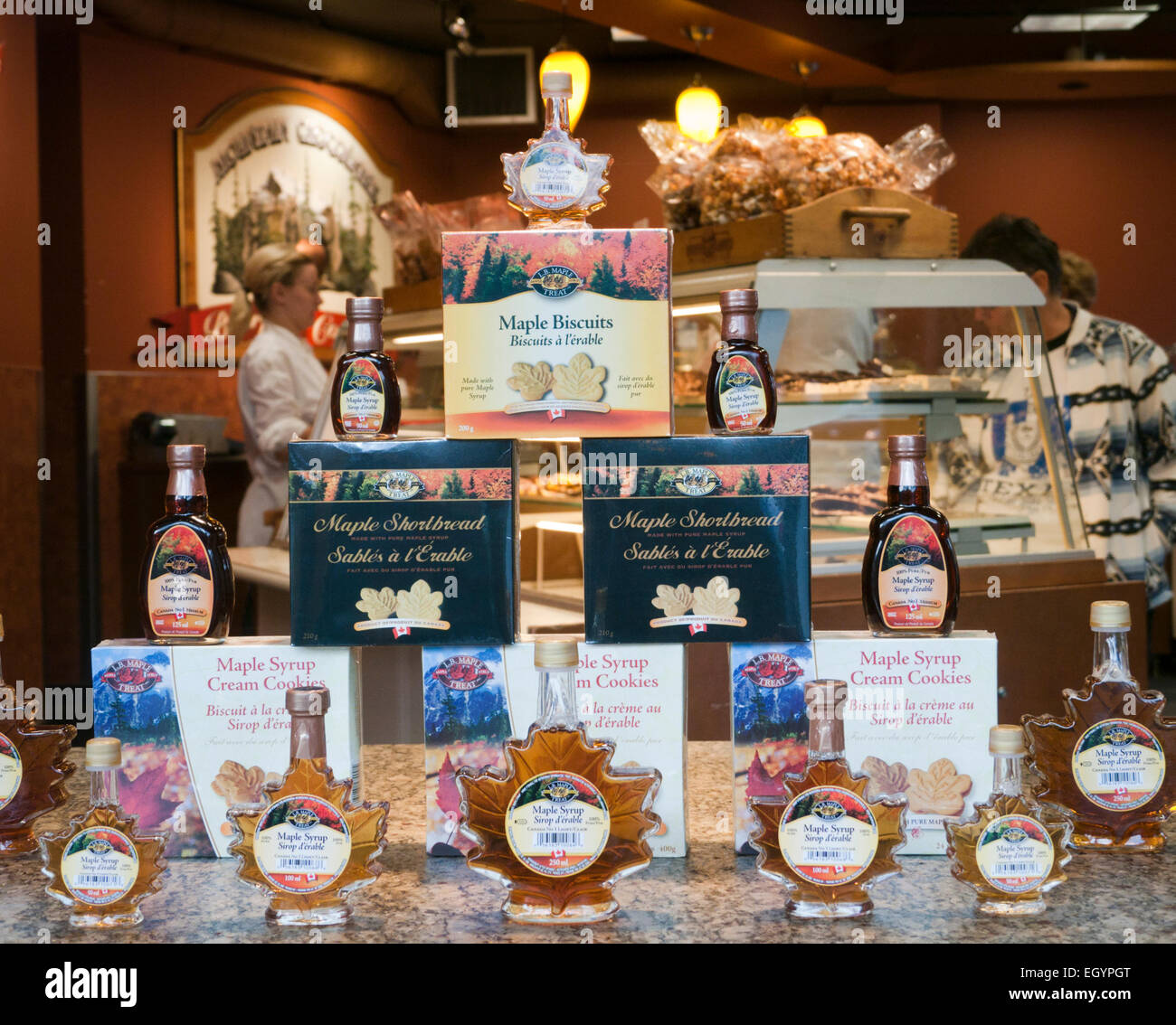 Tienda de jarabe de arce en Banff, Alberta, Canadá Foto de stock