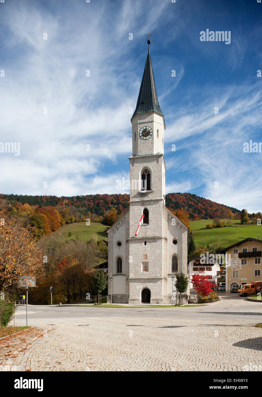 Alemania, Baviera, Marktschellenberg, Iglesia de San Nicolás Foto de stock