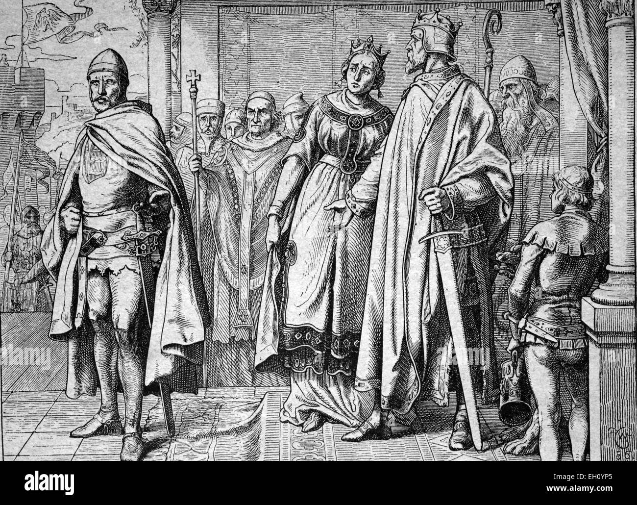 Duque Ernst de Suabia antes del Emperador Konrad II en Ingelheim