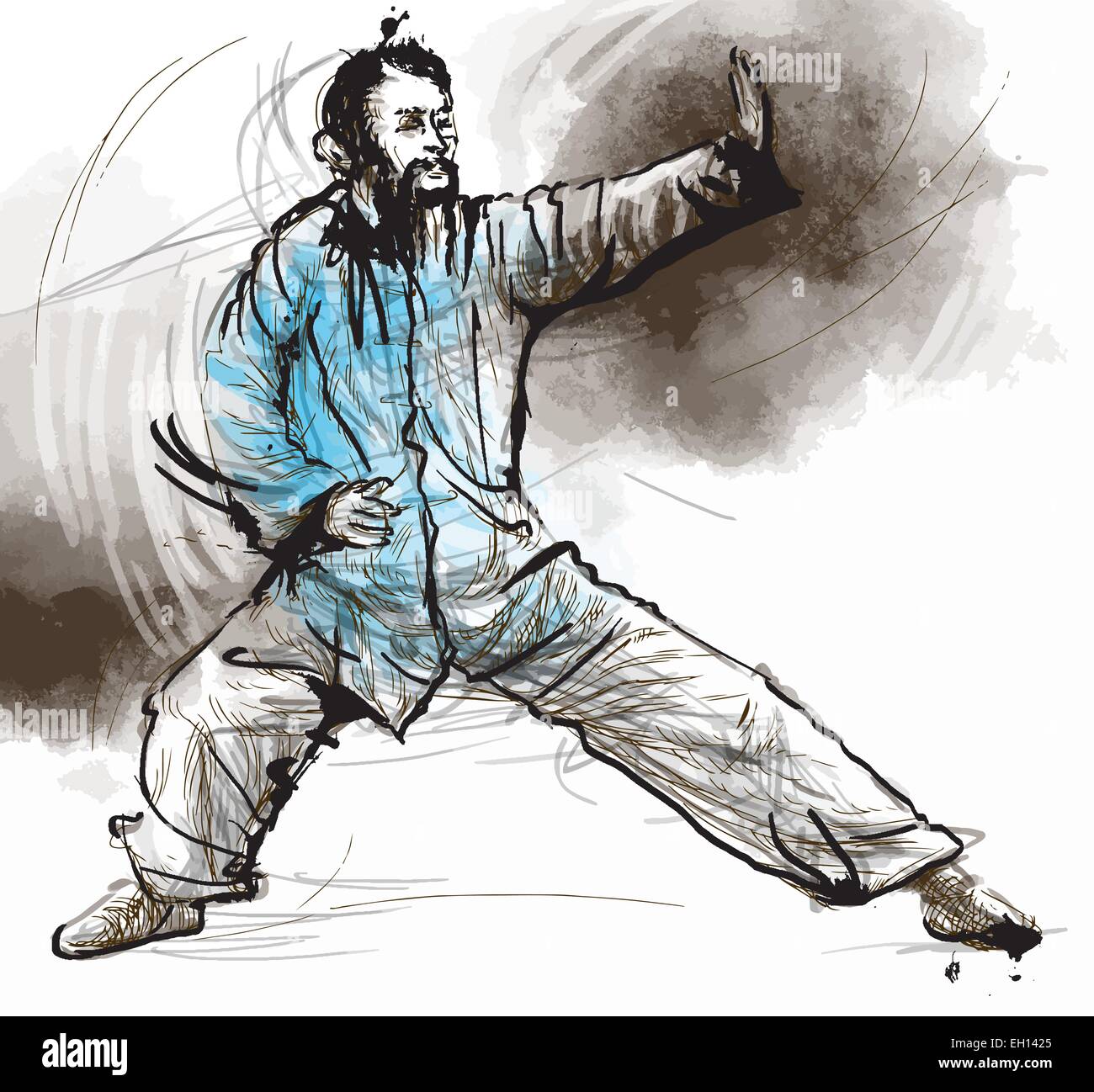 Una ilustración dibujada a mano (convertido en vector) desde la serie Artes  Marciales: TAIJI (Tai Chi). Es un arte marcial interno chino Imagen Vector  de stock - Alamy