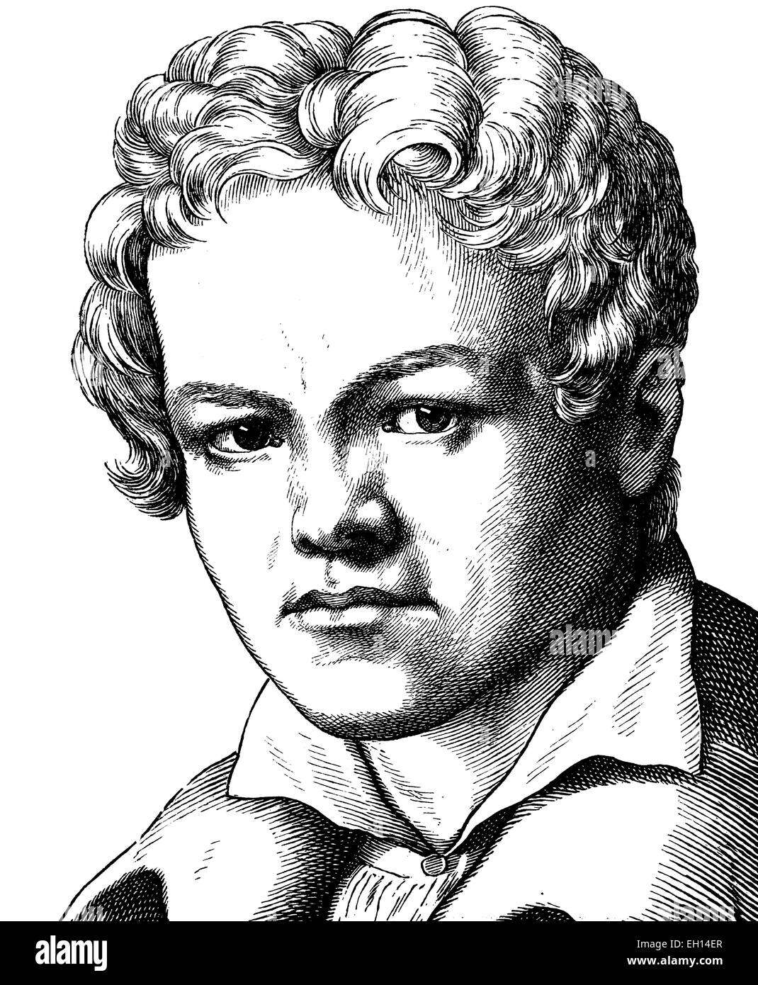 Mejora de la imagen digital de Karl Friedrich Schinkel, 1781 - 1841, arquitecto, retrato, ilustración histórica, 1880 Foto de stock
