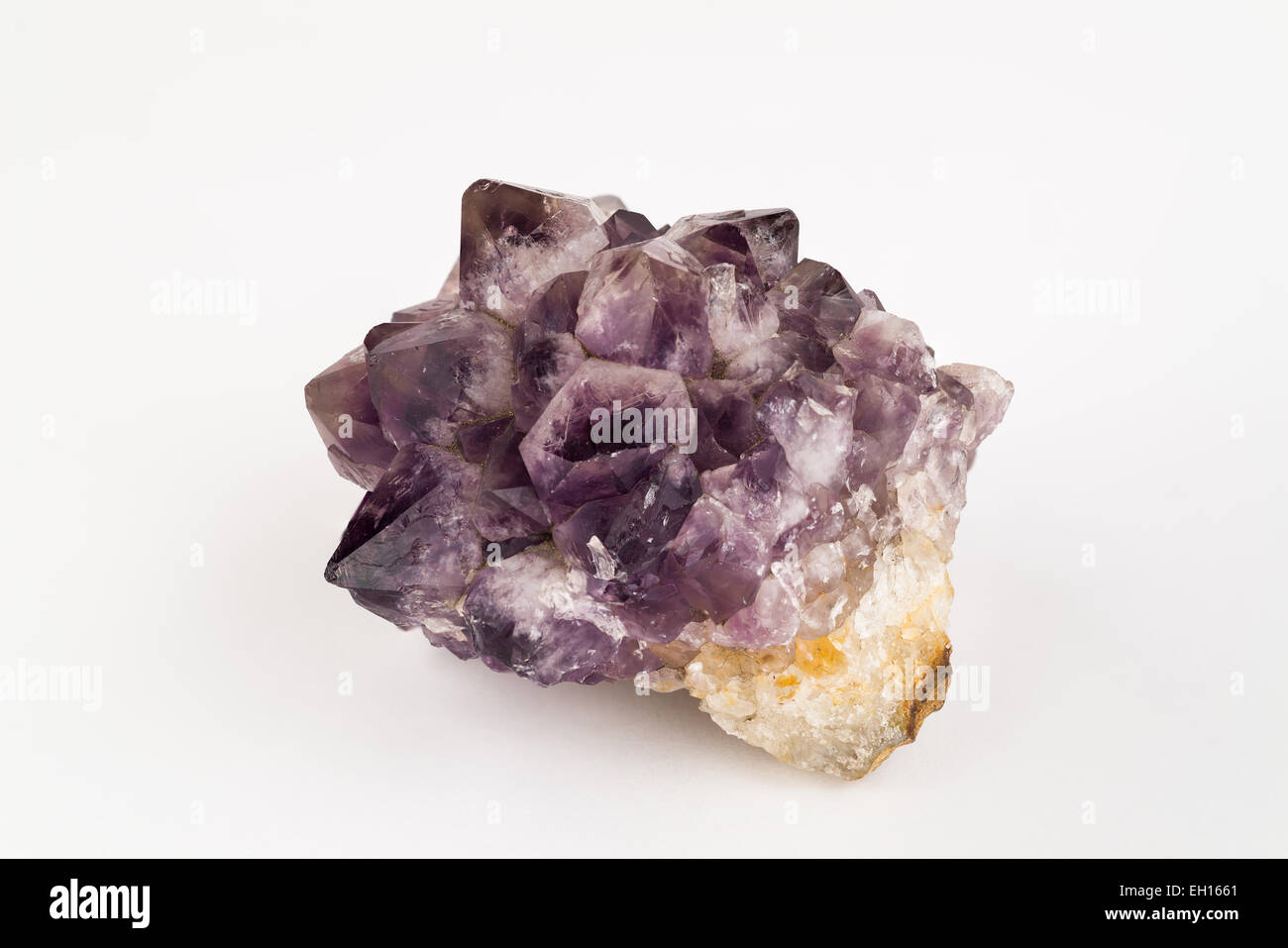 Piedras preciosas, minerales - grande cristal de amatista en bruto con  cuarzo citrino y sobre un fondo blanco Fotografía de stock - Alamy