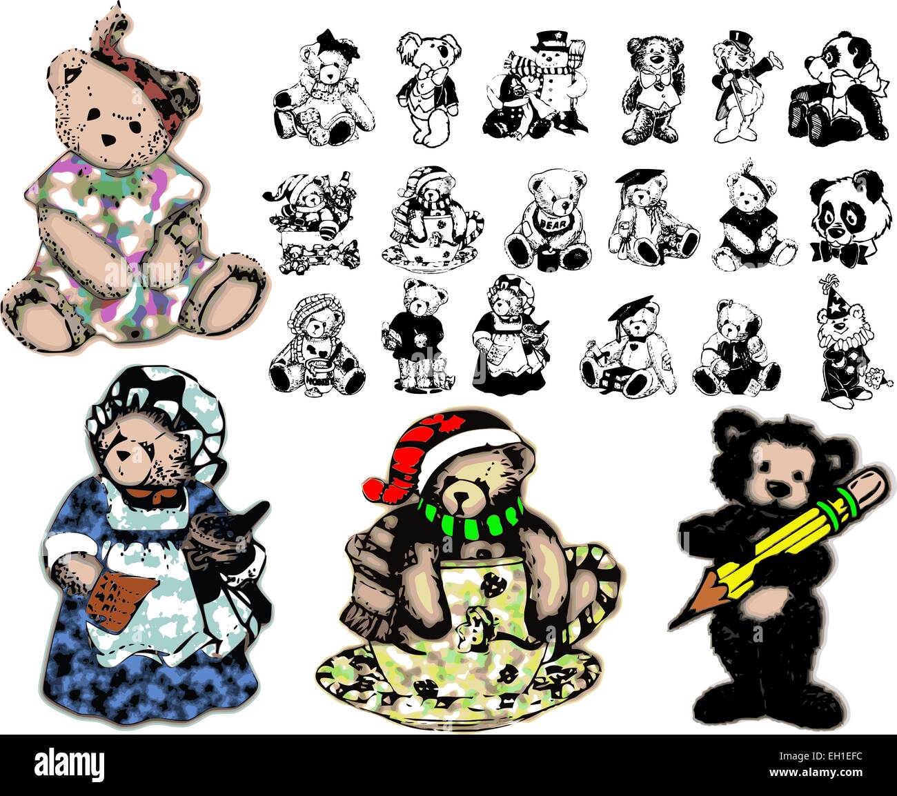 Personajes de dibujos animados de silueta boceto Comic Imagen Vector de