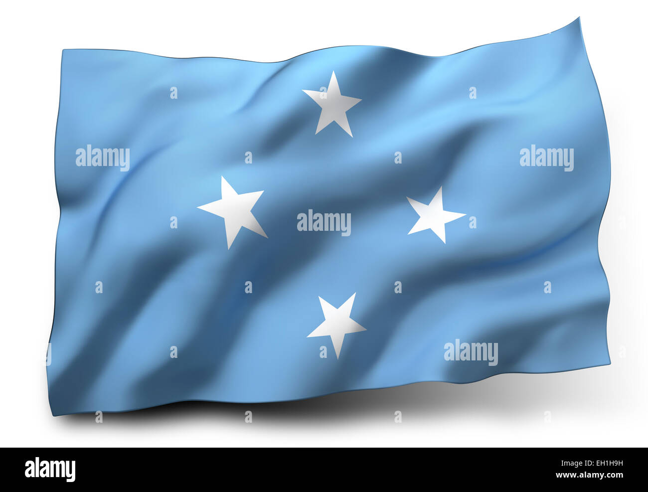Ondeando La Bandera De Los Estados Federados De Micronesia Aislado Sobre Fondo Blanco Fotografia De Stock Alamy