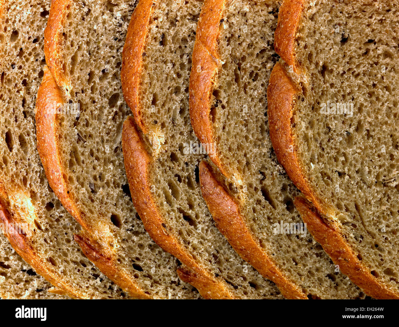 Rebanadas de pan de centeno Foto de stock