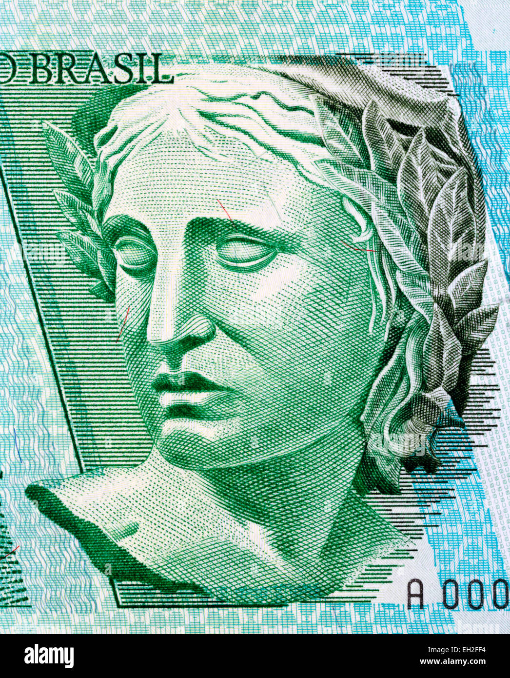 La escultura de la República, 1 billetes reales, Brasil, 1997 Foto de stock