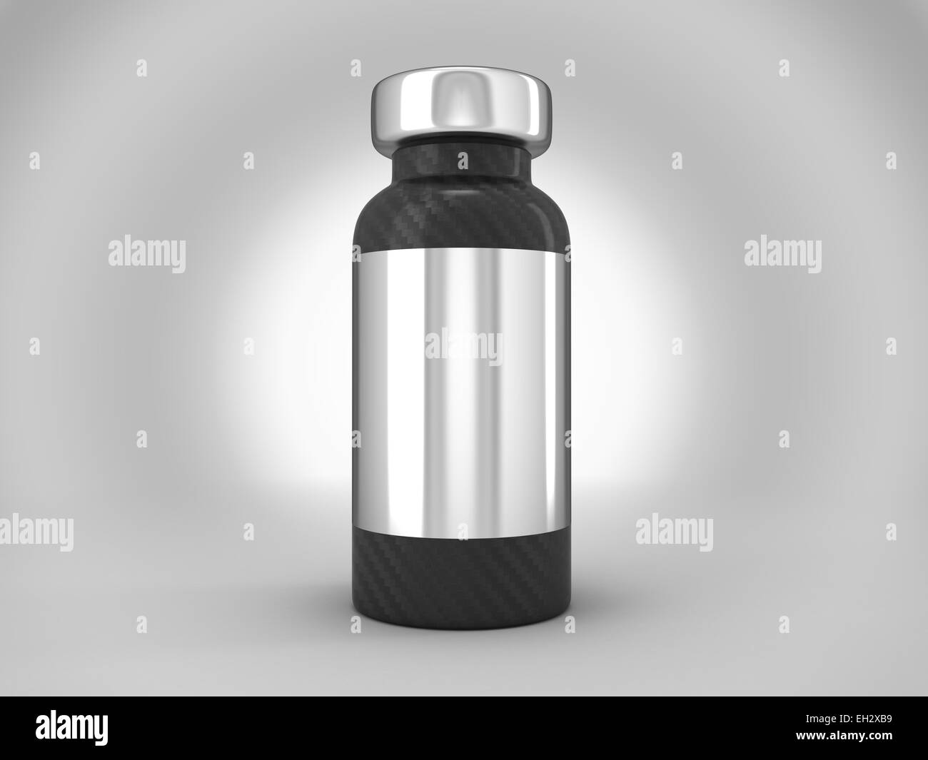 Fibra de carbono ampolla con adhesivo de plata sobre fondo de luz spot Foto de stock