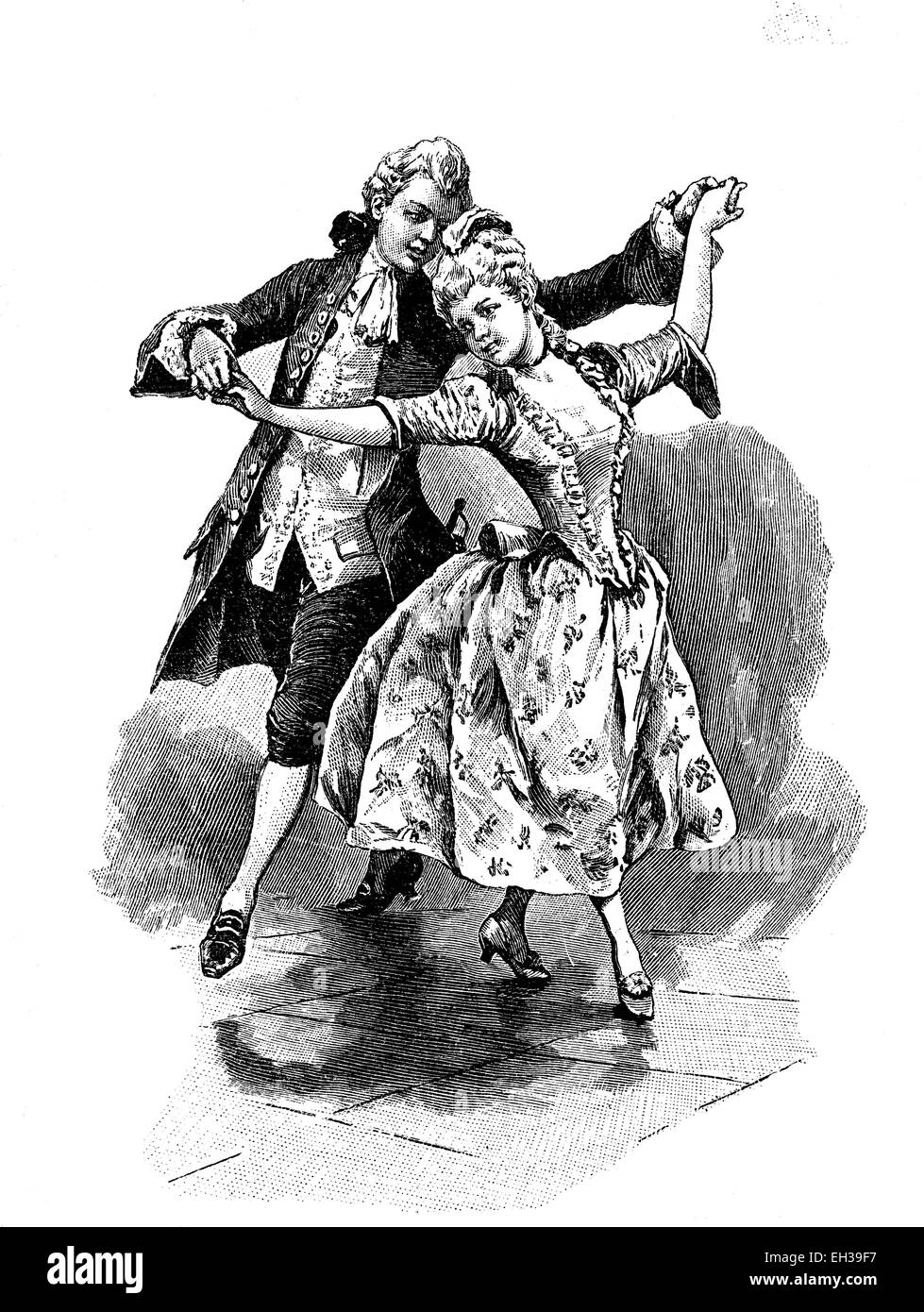 Allemande, una danza procesional, xilografía, 1888 Foto de stock