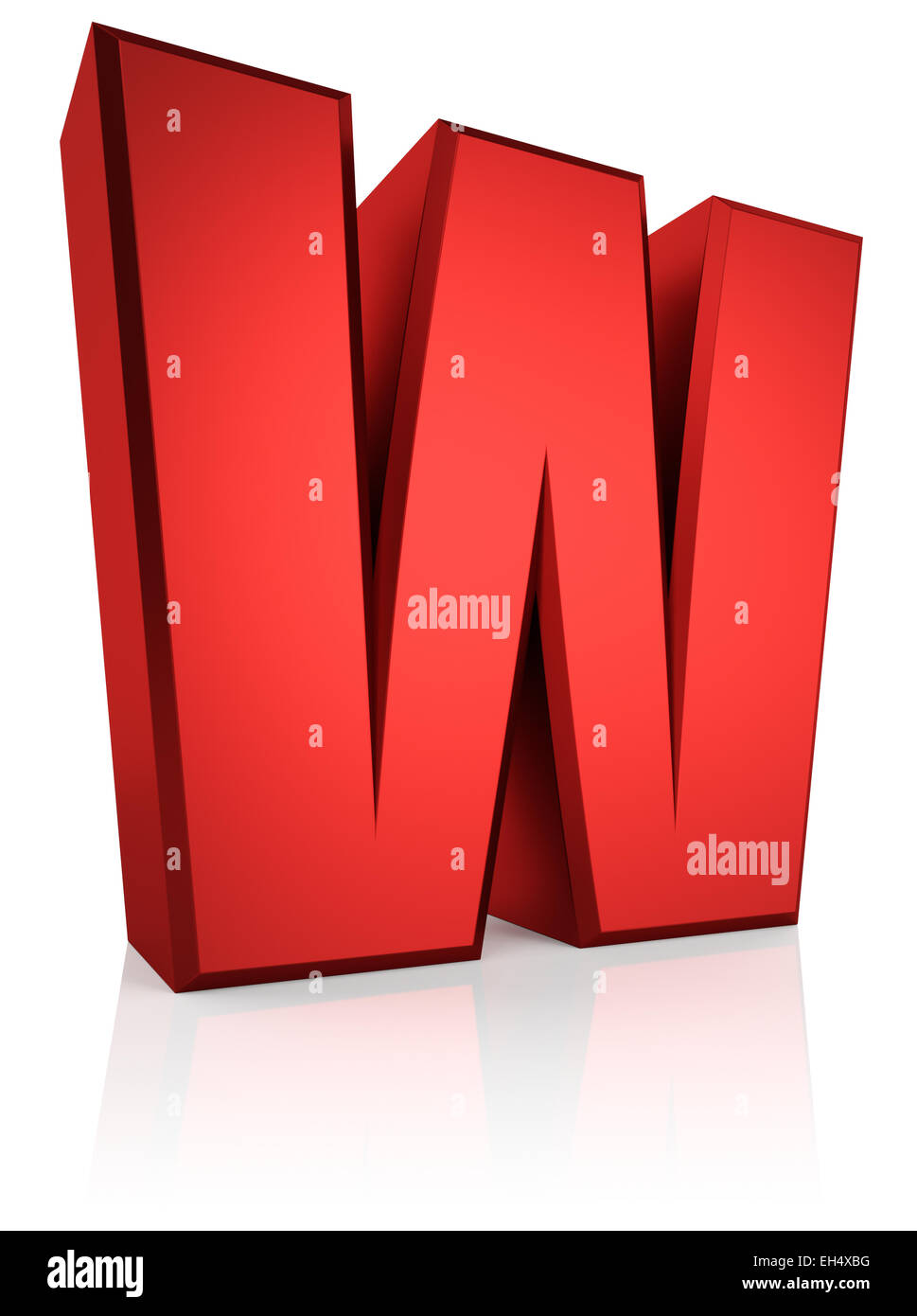 3D rendering rojo letra W aislado sobre fondo blanco. Foto de stock