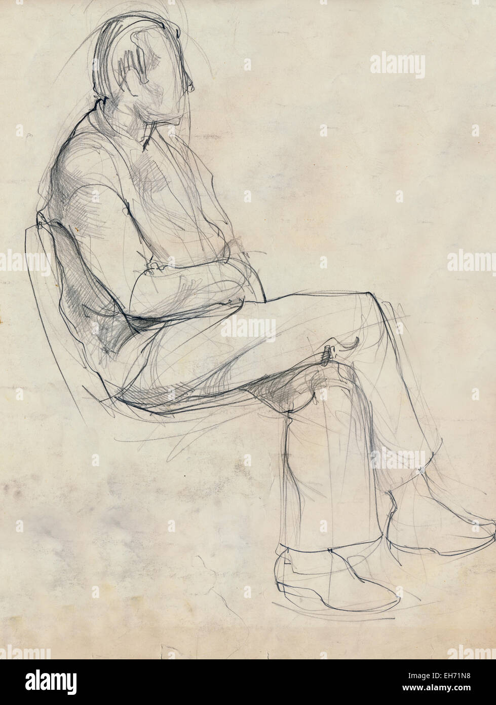 Una ilustración dibujada a mano, negro carbón y la técnica de lápiz sobre  papel. Figura humana, hombre Fotografía de stock - Alamy