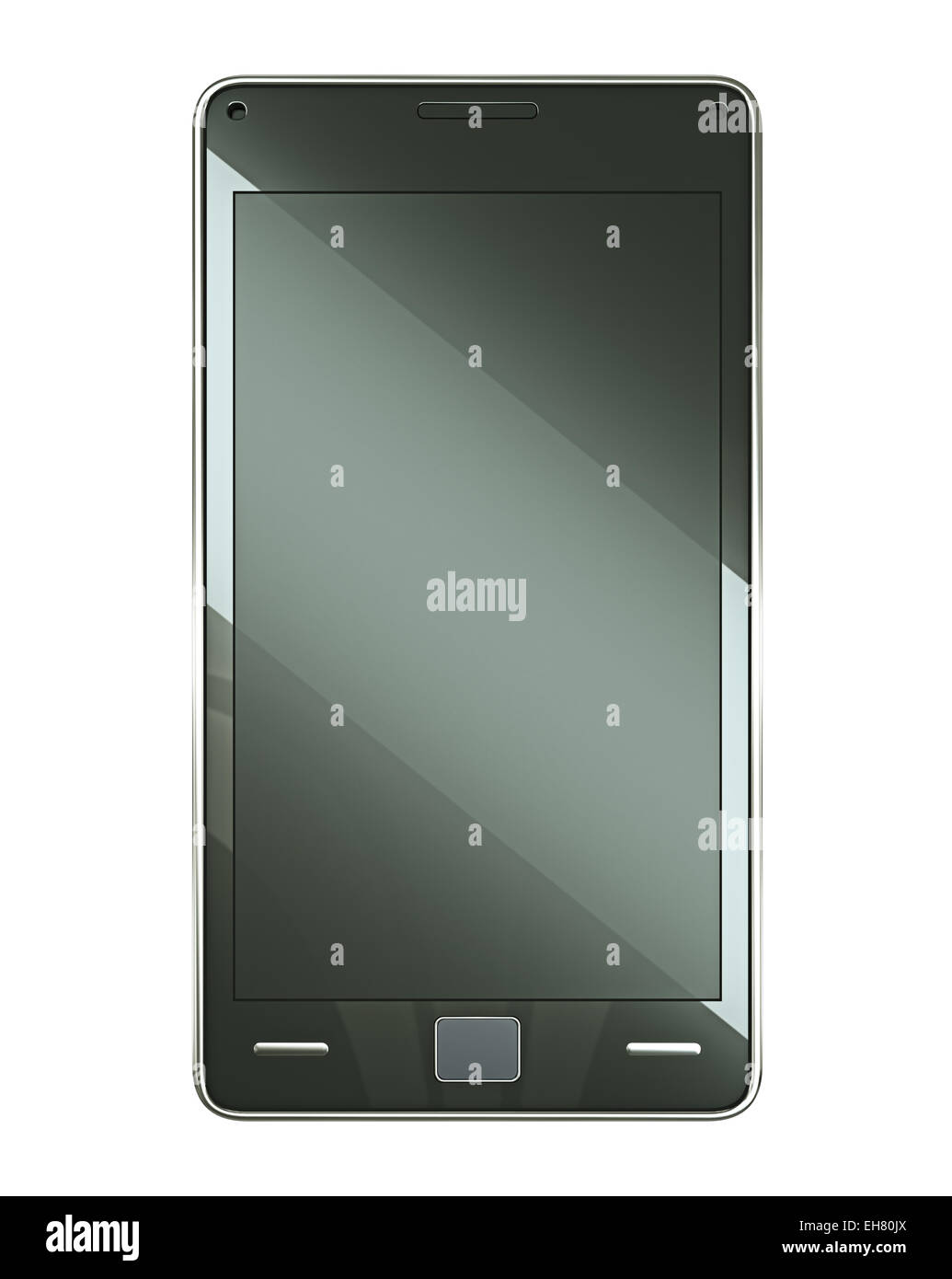 Vista frontal del teléfono inteligente con pantalla táctil aislado en blanco Foto de stock