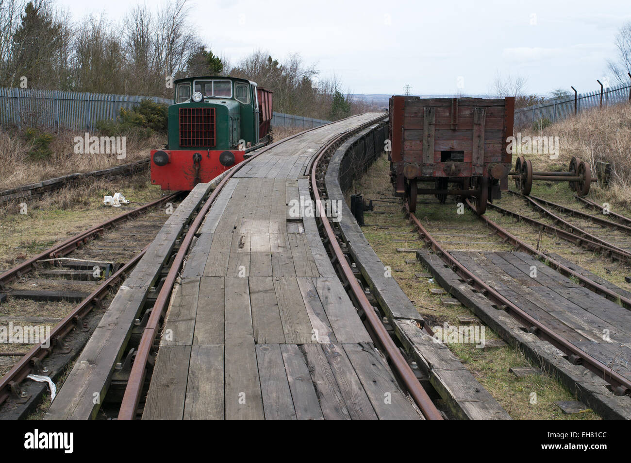 Acercarse a la parte superior de la propia inclinación del interino Bowes cuerda transportados en trenes Springwell, al noreste de Inglaterra, Reino Unido. Foto de stock