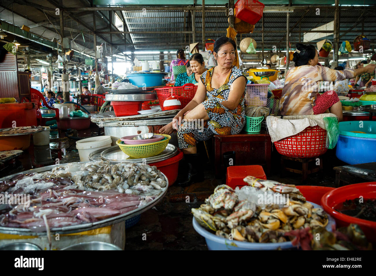 Mercado de Can Tho, en el Delta del Mekong, Vietnam, Indochina, en el sudeste de Asia, Asia Foto de stock