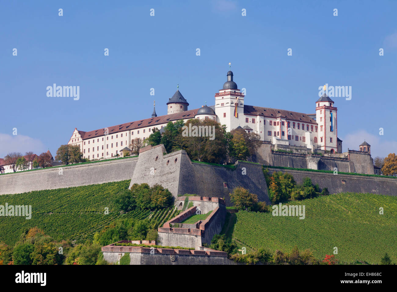 Marienberg Fortress, Wurzburg, Franconia, Baviera, Alemania, Europa Foto de stock